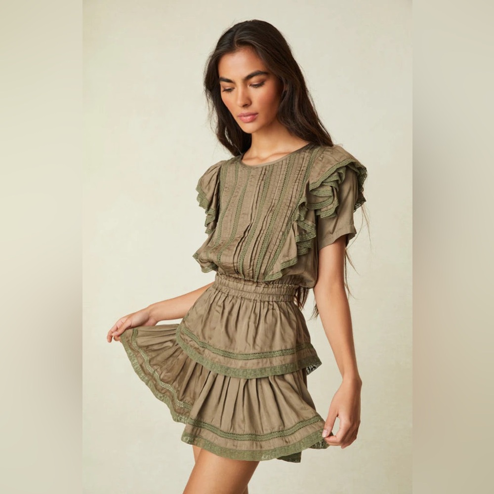 NWT Loveshackfancy Natasha Mini Dress in Forest Oak
